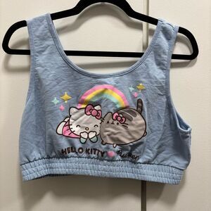 Hello Kitty x Pusheen Collab Women’s XL Blue Sleeveless Crop Top